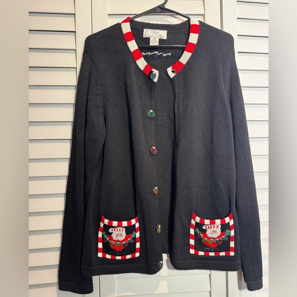 Women’s Vintage Christmas Holiday Sweater Cardigan Size Medium - Picture 3 of 5